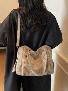 New Arrival Large Capacity Minimalist Casual Tote Bag - Khaki - View 11