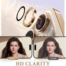 Camera Lens Protector Film For IPhone 11/12/13/14/15/16/17 Pro Max, Shiny Decoration, Metal Lens Screen Protective Ring Accessory, Shiny Titanium - Gold - View 6