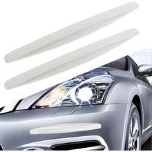 2 Pcs Car Bumper Protector Strip Carbon Fiber Car Front Rear Bumper Guard Protector Rubber Strips Universal Front Rear Corner Guard AntiCollision Strip For SUV Truck White