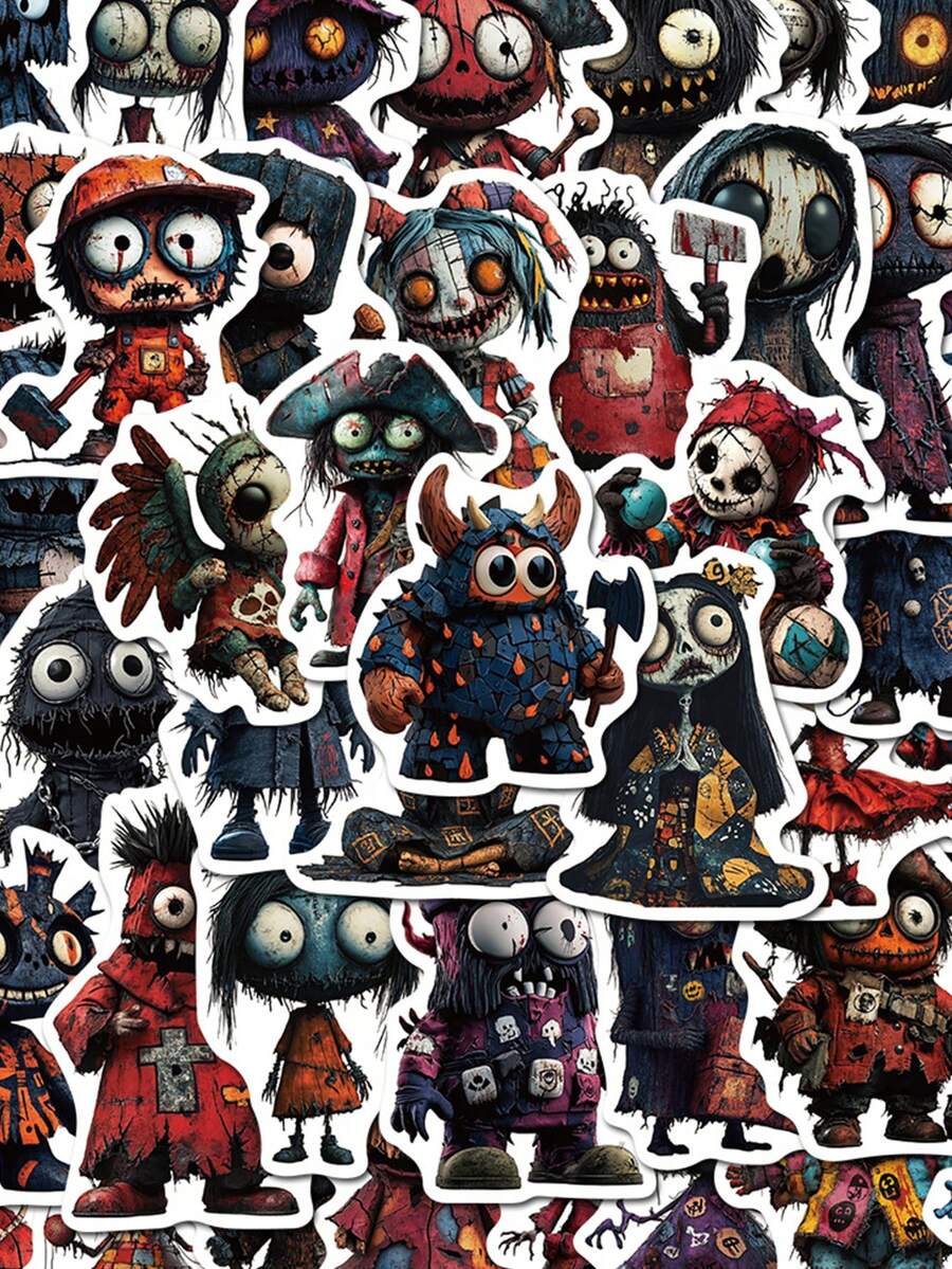 SCXXBSW 50pcs Horror Style Art Cartoon Graffiti Stickers Decorating Water Bottles, Laptops, Suitcases, Waterproof Stickers