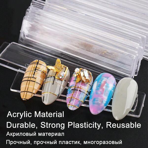 50个美甲展示架，凝胶指甲油美甲加固支撑条练习用，亚克力美甲贴片美甲展示工具