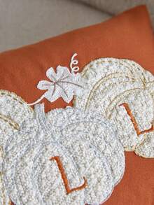 1 pièce pièce Taie d'oreiller brodée de citrouille orange pour Thanksgiving, Taie d'oreiller d'automne pour Thanksgiving, Convient pour la décoration intérieure, Décoration de Thanksgiving, Taie d'oreiller toutes saisons, Sans insert - Orange - Voir 7