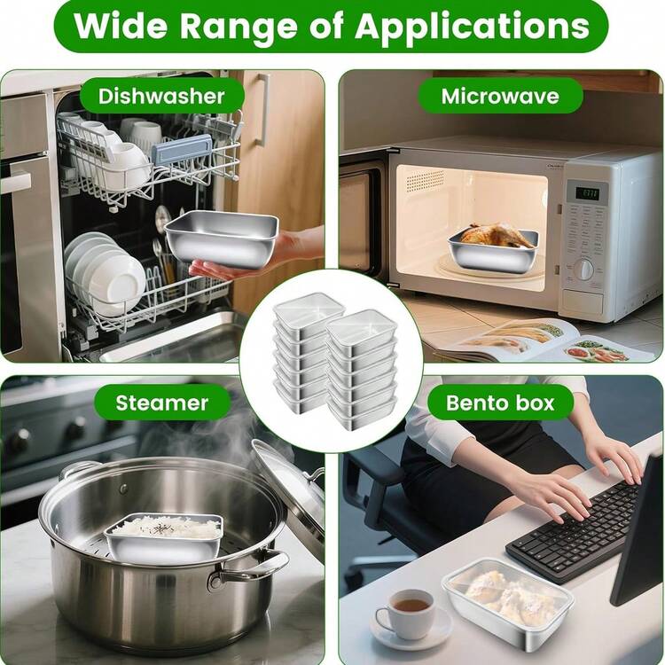 10/4/1pc Food Storage Containers With Lids, Meal Prep Containers Reusable, Stainless Steel, Oven Freezer Dishwasher - Multicolor - View 7