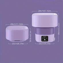 OBOVAY 9L Portable Mini Washing Machine, Foldable Compact Washer, Suitable For Apartment, Dorm, Home, Hotel, Camping, Travel (Purple)