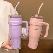 40OZ/1200ML SITARAYURI Double Wall  Bottle For Father's Day, With Handle And Straw, Large Capacity Portable Cup For Hot And Cold Dual Use, 1200ml Steel  Bottle, Suitable For Hot Or Cold Drinks, Suitable For Camping, Outdoor Activities, Driving, Sports, Fitness And Holiday Gifts. - 優質款粉色 - 查看 5