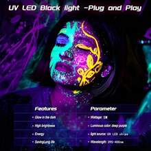 LED UV USB 黑光灯 395-400NM 便携式紫色荧光灯适用于酒吧 KTV 舞台 LED 紫光灯管夜光派对用品适用于节日万圣节装饰、房间、人体彩绘、海报 - 紫色 - 查看 7