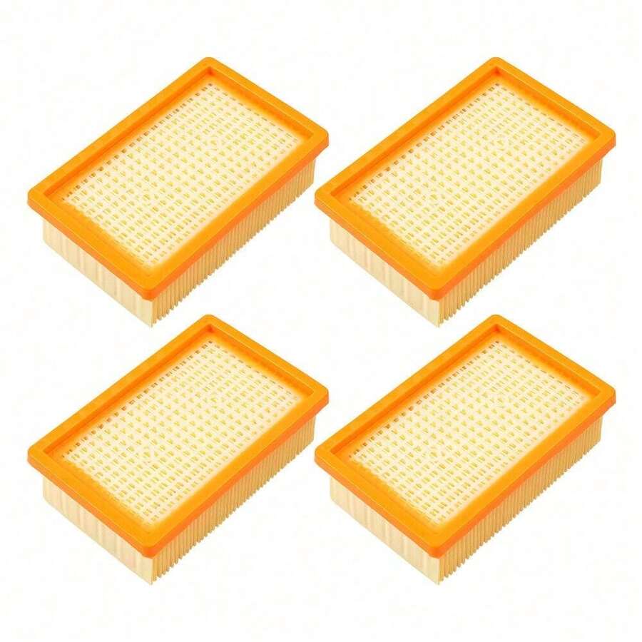 4x Flat-Pleated Filter For Karcher WD4 WD5 WD6 Premium Renovation Vacuum Cleaner - Orange - View 1