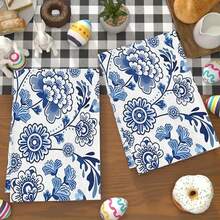 2/4/6/48pcs Blue And White Porcelain Vase, Butterfly Pattern Printed Kitchen Towels, High Absorbency Dish Cloths, Ideal For Cooking, Baking, Kitchen And Bathroom Use - Multicolor - View 6