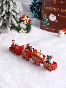 Joivida 1 件木制创意圣诞彩绘小火车圣诞夜节日装饰品，圣诞节
