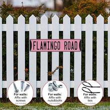 1pc 16"*4" Flamingo Road Personalized Metal Signs, Gift For Him Men Dad, Man Cave, Indoor And Outdoor - Multicolor - View 4