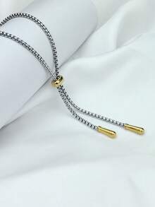 1 pieza Collar con borla en forma de Y de acero inoxidable chapado en oro de 18K, de estilo minimalista y elegante, adecuado para el uso diario de las mujeres, regalo para familiares, amigos, parejas, hermanas - Dorado - Ver 3