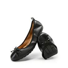 Women Flats Bowknot Foldable Ballet Flats Round Toe Light Weight Slip-On Wedding, Commute, Travel, Vacation Dress Shoes - màu đen - Xem 4