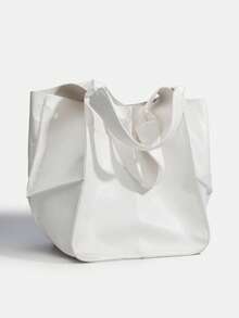 Large Capacity Soft PU Leather Tote Bag For Women, Vintage Casual Style Shoulder Handbag, Suitable For Carrying Laptop And Other Items, Patchwork Design, Minimalist High-End Style, Fits Students, Career Women, Fashionistas, Suitable For Daily Commute, Travel And School