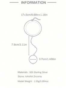 EleRunis 1pc 925 Sterling Silver Delicate Devil's Eye Ring Bracelet Set, Women Cubic Zirconia Bracelet And Ring Chain, Body Jewelry, Suitable For Daily Wear, Wedding, Party, Engagement, Anniversary, Valentine's Day - Silver - View 6