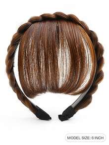 人造刘海假发，两侧较长，适合女性，自然逼真，有黑色、棕色、金色可选。