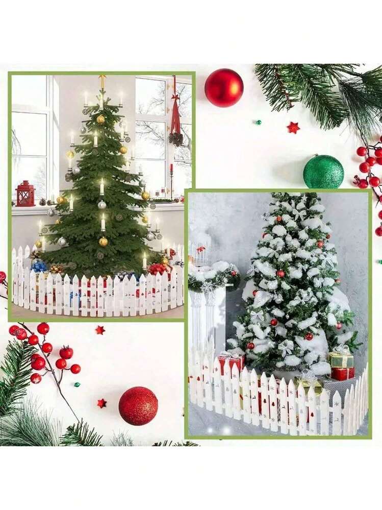 8/16 件白色圣诞树栅栏，圣诞树驼鹿雪花迷你栅栏装饰，适用于圣诞派对室内外花园家居装饰 - 彩色 - 查看 3