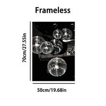 1/3 Panel Black Fashion Print Canvas Wall Art, Black & White Retro Disco Ball Poster, Bedroom, Living Room, Office, Home Decor, Frameless - Multicolor - View 20