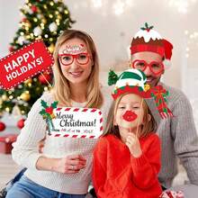 47 Pcs Christmas Photo Booth Props Set Party Glasses, Christmas Party Supplies Christmas Pose Sign Kit For Adults Kids Party Decorations, Christmas Eyeglasses Xmas Props For Photoshoot For Selfie - Multicolor - View 7