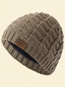JZML 1顶字母装饰保暖针织帽，带保暖内衬 - Fashion Beanie - 查看 14