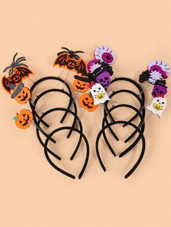 1 pieza Diadema de resorte con diseños de ojo, calabaza, murciélago, araña, fantasma y calavera, accesorio de moda y único para decoración de fiesta de Halloween, accesorio para el cabello, accesorio de festival, diadema, aro para el cabello, para mujeres, regalo de accesorio de belleza para el hogar, esencial de disfraz de Halloween