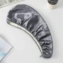 1 件装奢华缎面干发帽，双层可爱发巾，塔夫绸面料干发帽 - 彩色 - 查看 6