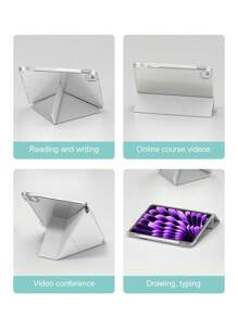 1个Y型折叠亚克力透明保护壳，兼容iPad 5/6/7/8/9/10代/11（A16 2025）/Air4 10.9英寸/Air5 10.9英寸/Air6/Air7/Air11（M2/M3）/Air13/Pro 11英寸/Pro 12.9英寸/iPad Mini 6/7代，智能支架/自动唤醒，灰色