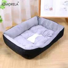 KEMORELA 四季适用矫形毛绒狗床 - 高回弹，舒适支撑，白色 PP 填充，适合小型到大型犬种