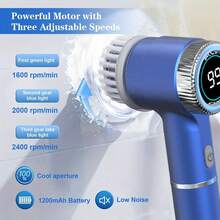 5-In-1 Kitchen Electric Broom, Automatic Rotating Power Scrubber With Dust Brush Disc - Blue - View 1