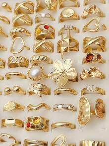 14pcs/12pcs/7pcs/6pcs/5pcs/3pcs/20pcs Women Elegant Vintage Rings Set, Includes Flower Rings, Faux Pearl Rings, Suitable For Daily Wear, Party, Wedding, Women Autumn/Winter Ring Set, Silver Rings - Silver 1 - View 4