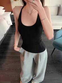 Summer Korean Style Fitted Padded Chest Versatile Backless Camisole Tank Top