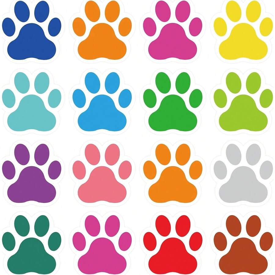 58-Pack 5" Classroom Floor Stickers - Paw Print Line Up Spots | Self-Adhesive Floor Dots Markers For School Decor & Teacher Supplies - 樣式 2 - 查看 1