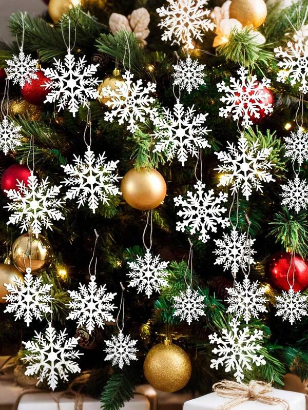 24 قطعة - زخارف ثلجية بيضاء معلقة للكريسماس، ديكورات ثلجية معلقة للكريسماس، زخارف معلقة لشجرة ، ثلوج شجرة ، ديكورات ثلجية اصطناعية لشجرة ، مناسبة لحفلات العائلة، ديكورات شجرة ، المناسبات والاحتفالات برأس السنة الجديدة، زخارف شجرة البيضاء، ديكورات ثلجية معلقة لشجرة الشتوية لديكور المنزل، عيد الميلاد