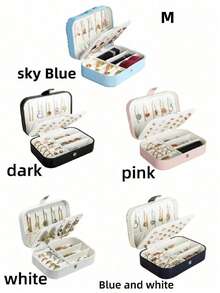 1pc Travel Jewelry Storage Box, Ring Earring Necklace Jewelry Box, PU Leather Multi-Function Jewelry Organizer, Jewelry Anti-Dust Anti-Oxidation Protective Box, Jewelry Counter Display Box, Great Gift For Her