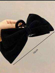 1pc Women's Solid Color Velvet Oversized Double-Layer Bow Hair Clip, Elegant Sweet Fashion For School, Party, Dance, Daily Wear Claw Clips Winter Hair Accessories