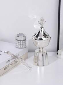 1Pc/Set Simple And Elegant Wrought Iron Incense Burner. Bakhoor Burner,With Lid, Aromatherapy Burner, Decoration, Incense Holder, Home Decor