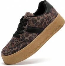 MEMON Womens Fashion Sneakers,Lace Up Platform Sneakers,Lightweight Casual Sneaker,Walking Sport SneakersChristmas - 棕色豹子me25010 - 查看 1