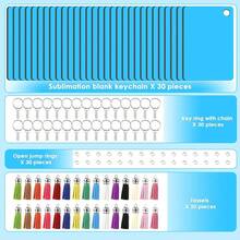 120 件未完成的空白密度板钥匙扣胚链 MDF 热转印钥匙扣吊坠装饰，适合派对礼物。 - 熱轉印鑰匙 - 查看 12