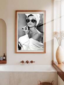 1张复古海报，女性墙面艺术，黑白女孩印花，复古时尚照片，老艺术品，海报，时尚墙面装饰（不含框） - 淺灰色 - 查看 4