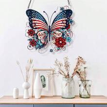 1pc Patriotic Butterfly Diamond Painting Kit - 3D Asymmetrical Diamond Art Wall Decor, PVC Material, God Bless America Hanging Art, Home & Garden Decor Gift