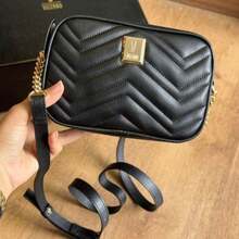 Vizzano Women's Crossbody Bag With Elegant Quilted Gold Chain - 黑色 - 查看 2