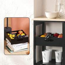 SoBuy FKW79-HG, Kitchen Trolley Cart Kitchen Storage Trolley Serving Trolley With 3 Drawers And Removable Tray, Grey - Black - View 9