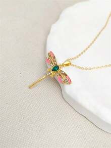 1 件优雅波西米亚风格彩色蜻蜓吊坠项链，适合女性日常、派对、旅行珠宝礼物