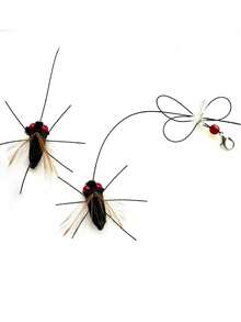 1/2pcs Realistic Insect Feather Replacement Heads For Cat Teaser Toys, Butterfly Feather Bell Cat Toy - Black - View 5