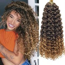 Extensiones de cabello trenzado de onda profunda de color negro natural, estilo bohemio GoGo Curl de crochet, cabello sintético suave de onda de agua para peinados protectores de mujeres