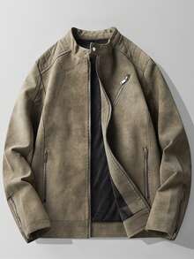 Men's Jacket With Vintage Tie-Dye Washed Effect, Fashionable And Stylish Leather Jacket - Army Green - View 4