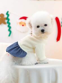 1 件宠物衣服，适合小型犬的狗猫服装，可爱的宠物装，温暖舒适的圣诞装 - 白色圣诞树 - 白色 - 查看 4
