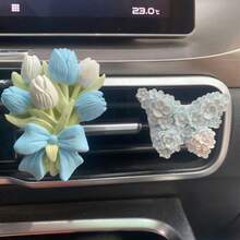AD Niche Tulip Bow Decor Elegant Floral Car Air Vent Clip Accessory - one-size - View 5