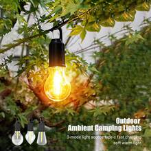 1PC New Portable Camping Lantern – Rechargeable Retro Waterproof LED Tent Light With Hook, Ultra-Light For Outdoor Emergency, Hiking, Ambience (Bulb Style) - Multicolor - View 10