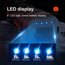 大功率 LED 手电筒超亮 4 模式变焦防水 USB 可充电户外应急电源适用于露营、夜间骑行、徒步旅行和钓鱼 - 黑色 - 查看 6