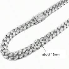 1Pc Exaggeration Hip Hop Alloy Cuban Chain Necklace Artificial Crystal Women Men Jewelry Birthday Present - Silver - View 12